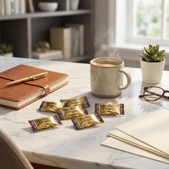 Geeoollah hard caramel coffee candy wrappers—convenient bites for busy days.