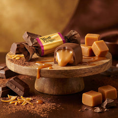 GEEOOLLAH Original chocolate caramels resealable bag maintaining freshness.