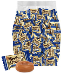 GEEOOLLAH Werther’s Original sugar-free caramel bites close-up; melts smoothly for a guilt-free treat.
