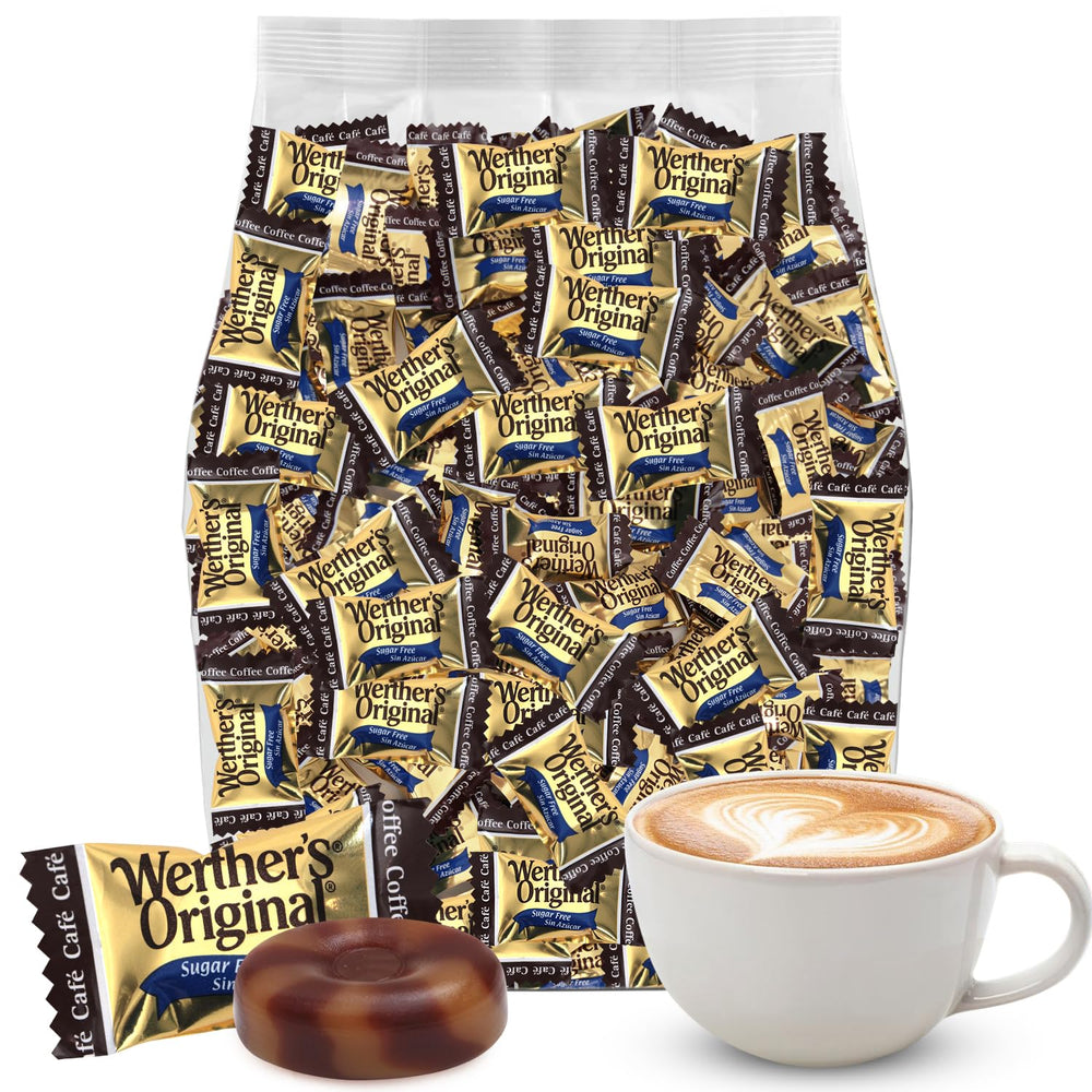GEEOOLLAH Werther's sugar-free coffee caramel candy 1lb bag for quick on-the-go indulgence