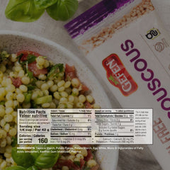 Gefen pearl couscous served as a vibrant Mediterranean dish