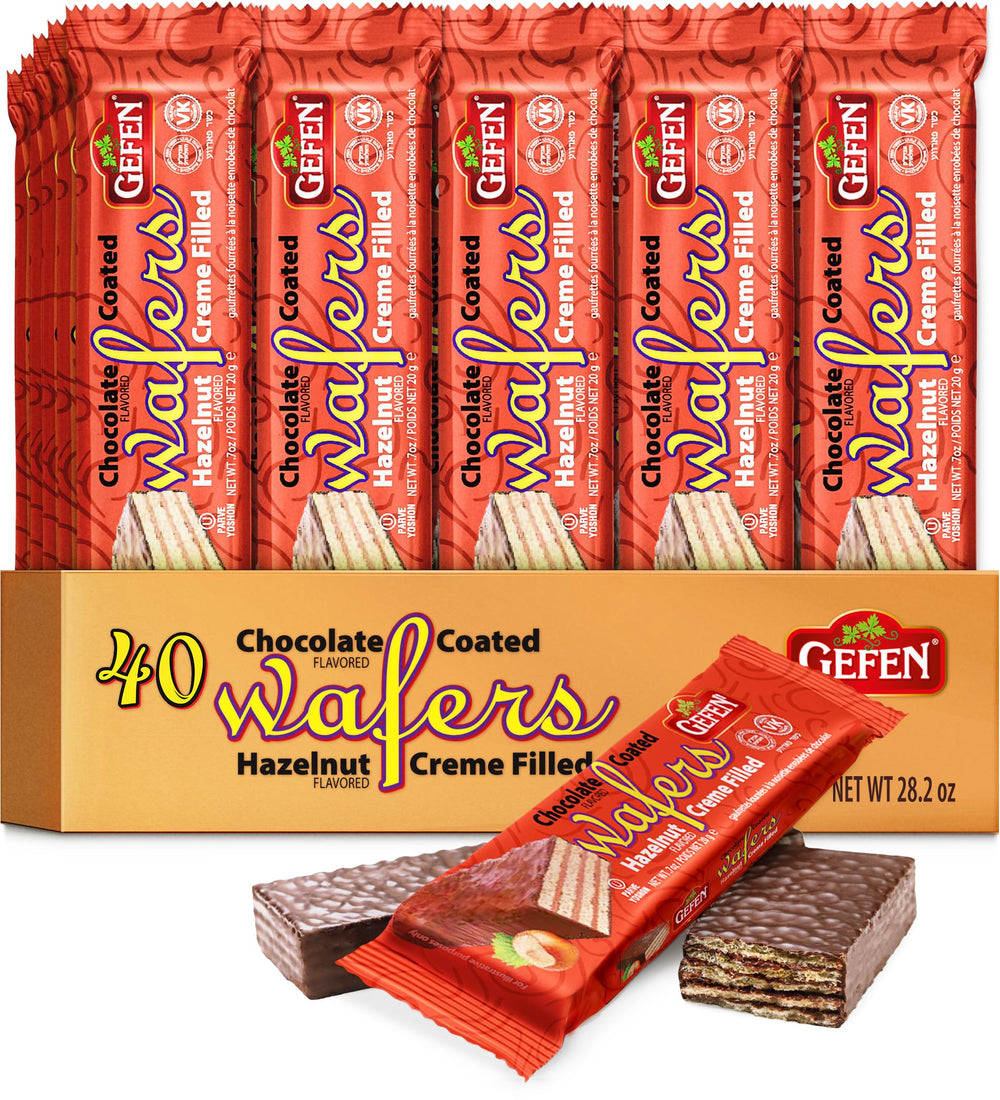 Gefen 40-pack wafers, individually wrapped for freshness and on-the-go snacking.