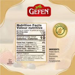 Close-up of Gefen baking powder showing fine texture for light cakes.