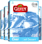 Gefen Clear Jell Dessert being poured, a vegan gelatin substitute for desserts