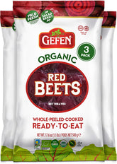 Gefen Organic Red Beets, whole and peeled, cooked and ready to eat for salads.