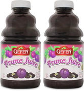 Gefen prune juice bottle front view highlighting natural color and kosher status