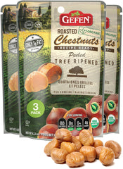 Gefen organic chestnuts roasted, peeled close-up showing rich color and premium quality