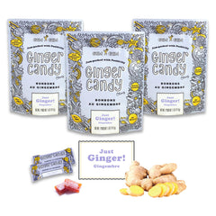 Gem Gem Ginger Candy Chews original packaging highlights bulk 3-pack.