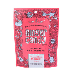 Gem Gem Ginger Candy Chews mango pack front, convenient ginger flavor for on-the-go digestion