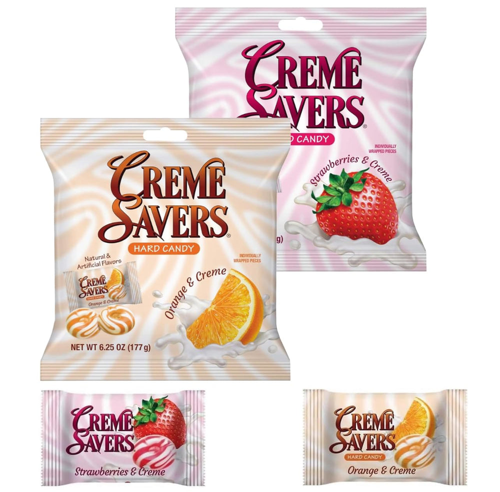 Generic Cream Savers Strawberry Cream candies display vibrant fruit flavor in creamy center.