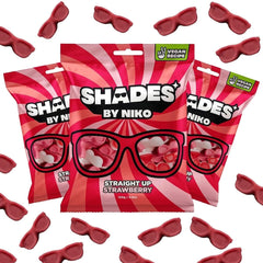 Generic Shades by Niko Straight Up Strawberry gummies, fruity tang for dessert or lunchbox.