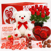 Generic Valentines Day Gift Box with Beaer chocolates and artificial roses for a romantic surprise.