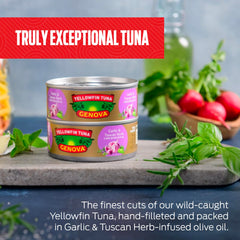 Genova olive oil drizzle over tuna for versatile salads and recipes