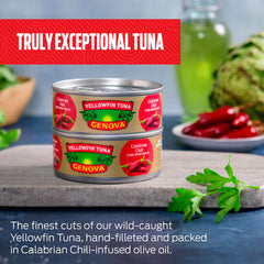 Genova tuna in olive oil elevating pasta puttanesca dish