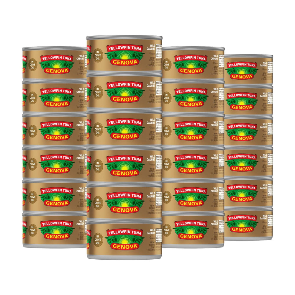 Genova yellowfin tuna in olive oil can shows premium quality for quick meals.