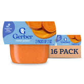 Gerber Stage 1 sweet potato puree tub front for quick on-the-go feeding.