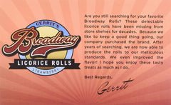 Individually wrapped Gerrit's Broadway Licorice Rolls Strawberry pieces