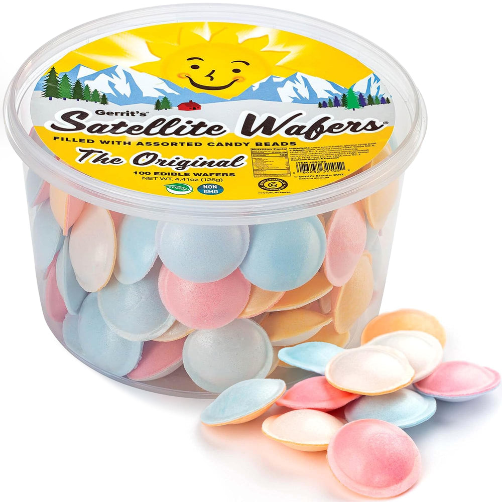 Gerrit's Satellite Wafers assembly: two light wafers form a playful spaceship.