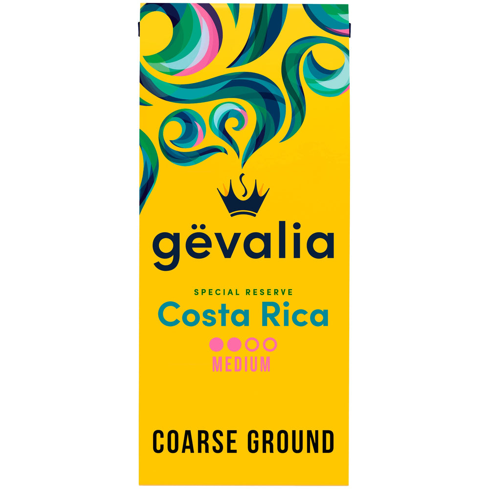 Gevalia Costa Rica Special Reserve coffee bag front view highlighting aroma.