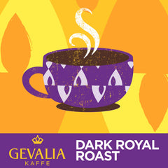 Gevalia Dark Royal Roast pod ready in a Keurig brewer for a rich cup.