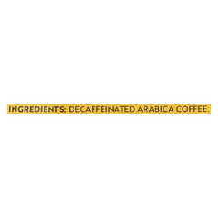Gevalia House Blend Decaf bag label highlights slow roasting and flavor locking.