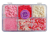 Gevog edible Valentines hearts sprinkles brighten cakes and cupcakes with festive color.
