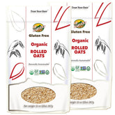 GF Harvest gluten free organic rolled oats in resealable bags for healthy breakfasts.