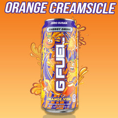 G Fuel Orange Vibe can poured into glass for refreshment and focus