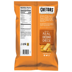 G.H. Cretors cheddar cheese corn packaging label highlighting real ingredients for premium snacking.
