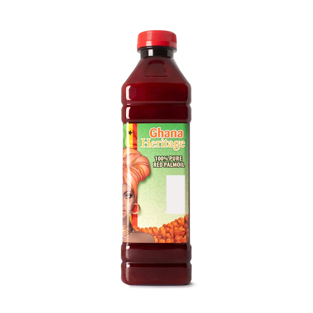 GHANA HERITAGE red palm oil bottle for vibrant cooking and authentic flavor.