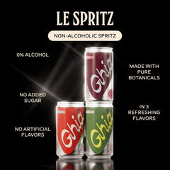 Ghia Le Spritz ginger bottle in glass with warm spice and clean finish.