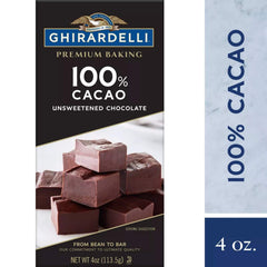 Ghirardelli baking bar 100% cacao unsweetened closeup highlighting rich texture for baking