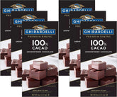 Ghirardelli baking bar 100% cacao unsweetened, 4-ounce pack of six, front view for premium baking