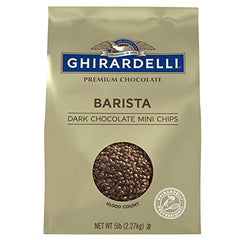 Ghirardelli barista chips in mocha setup, showcasing chocolate depth.