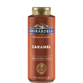 Ghirardelli Caramel Sauce bottle label for premium dessert topping inspiration.