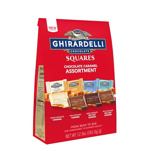 Ghirardelli bag of chocolate caramel squares assortment for gifting and sharing.