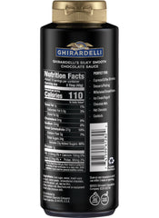 Ghirardelli chocolate sauce being poured onto coffee for mocha enhancement.