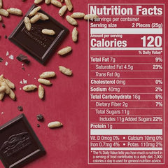 Ghirardelli Crispy Rice Dark Chocolate Bar break view shows chocolate and crisp rice contrast.