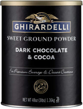 Ghirardelli dark chocolate cocoa powder 3lb bag for rich beverages.