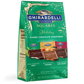 Ghirardelli Holiday Classic SQUARES bag front, festive packaging ideal for gifting.