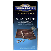 Ghirardelli Intense Dark Sea Salt 60% cacao bar with rich chocolate and balanced salt.