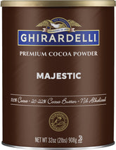 Ghirardelli Majestic Premium Cocoa Powder can front view for premium baking