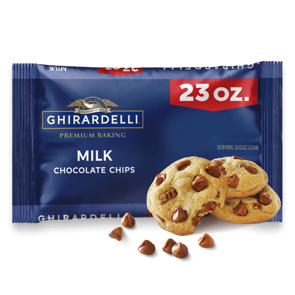 GHIRARDELLI Milk Chocolate Baking Chips in a bag for rich cookies