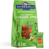 Ghirardelli Milk Chocolate Caramel Apple Jack O' Lanterns package close-up for festive Halloween snacking