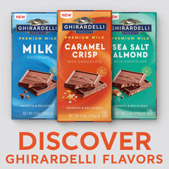 Ghirardelli Milk Chocolate Caramel Crisp Bar caramel swirl and crisp rice close-up.