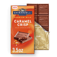 Ghirardelli Milk Chocolate Caramel Crisp Bar package ready for gifting and sharing.