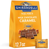 Ghirardelli Milk Chocolate Caramel Squares bag shows premium packaging for gifting.