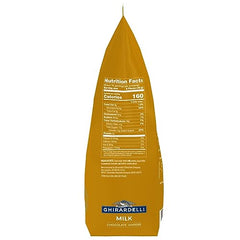 Ghirardelli milk chocolate wafers close-up – smooth texture for even melt.