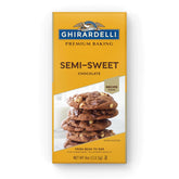 Ghirardelli premium semi-sweet baking bar ready to melt into desserts.