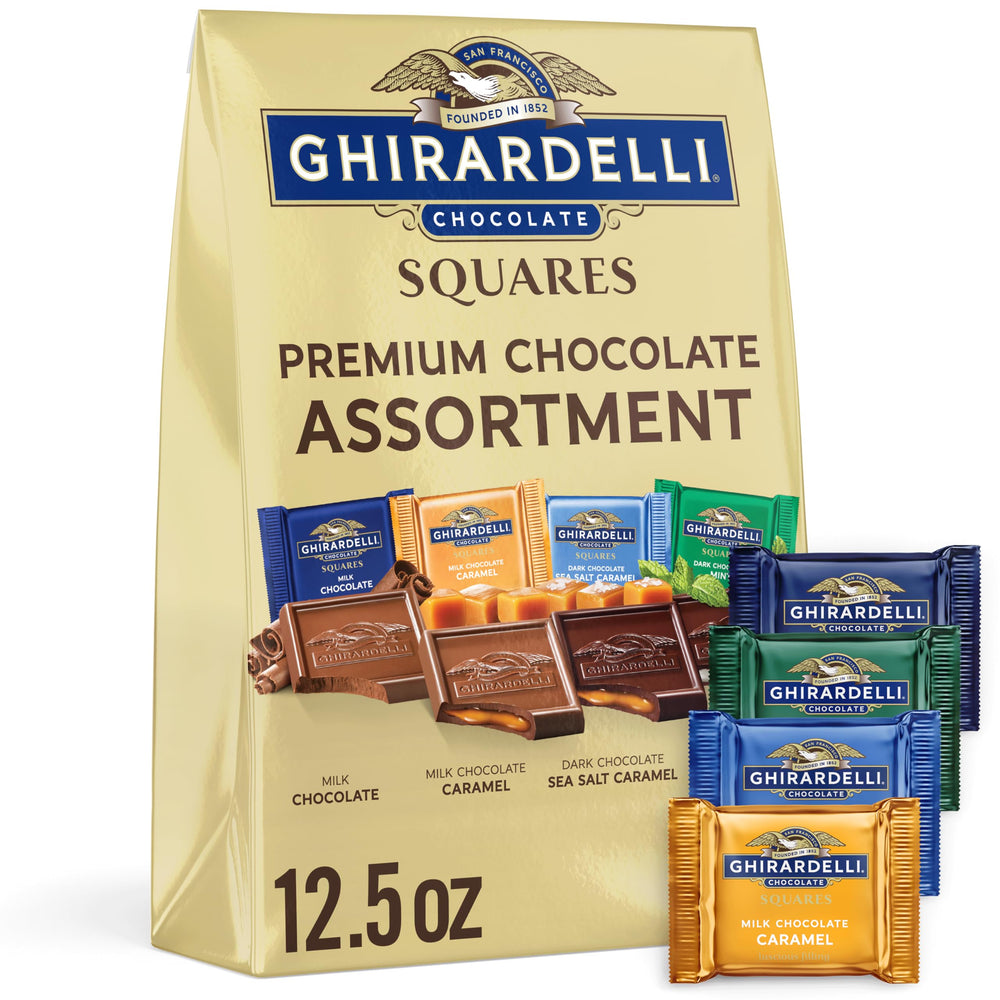 GHIRARDELLI Premium Squares variety bag front — ideal for gifting and sharing.